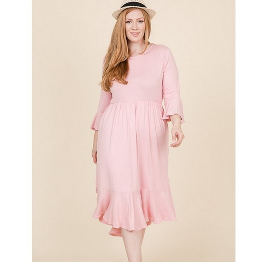 Cropped Bell Sleeve Midi Dress